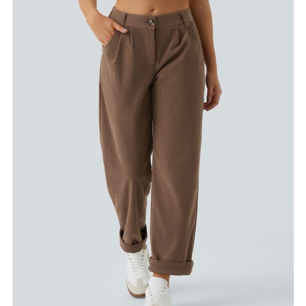 HALARA Women's Tan Corduroy Trousers